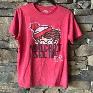 Men’s original You Can’t See Me where’s Waldo muted red short-sleeve tee Medium